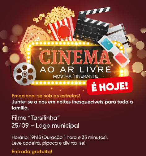 Lago municipal terá hoje cinema ao ar livre