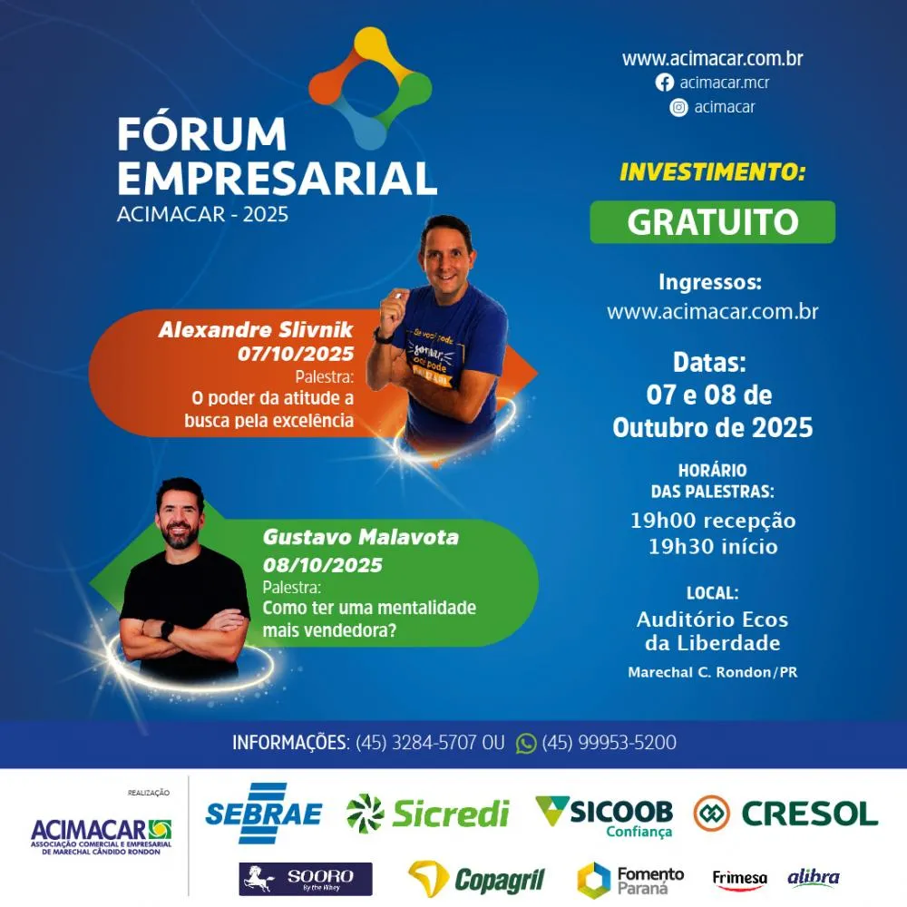 Acimacar define programação do Fórum Empresarial 2025