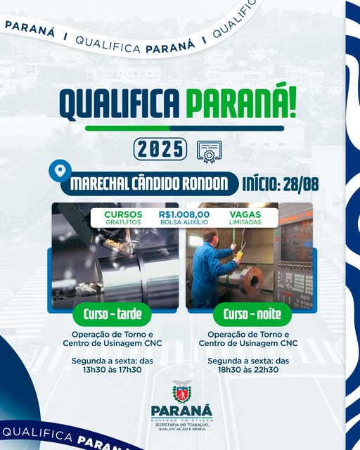 Prefeitura promove qualificação gratuita em “Operação de Torno e Centro de Usinagem de CNC”
