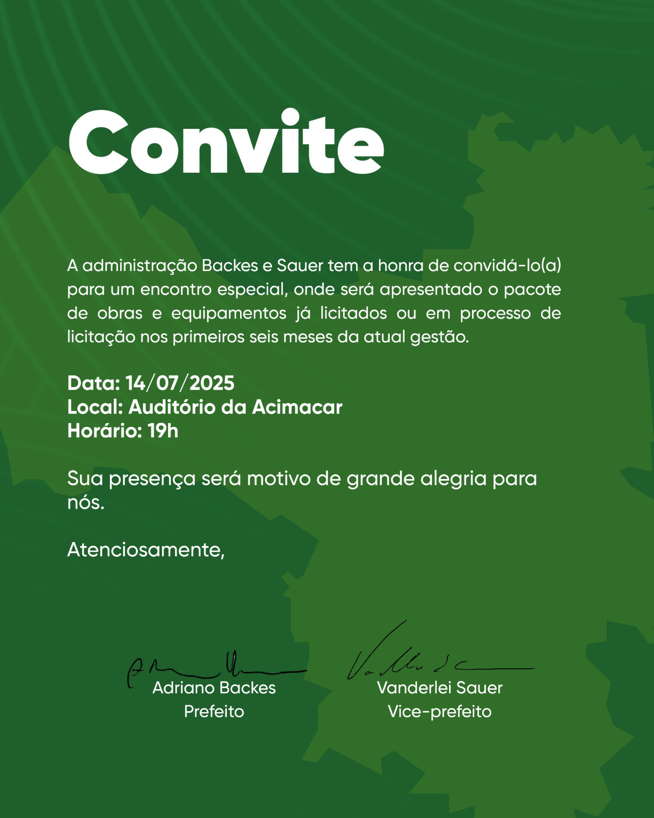 Convite especial para esta segunda-feira (14)  noite
