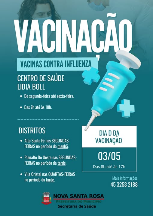 Secretaria de Saúde de Nova Santa Rosa inicia vacinação contra a gripe em grupos prioritários