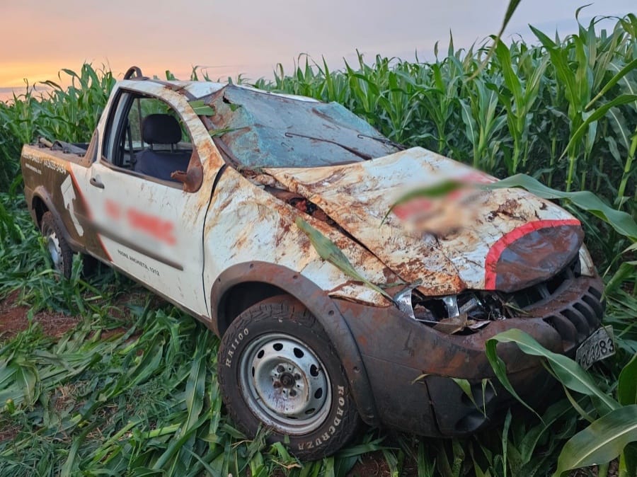 Carro capota na BR-163 entre Toledo e Sede Alvorada