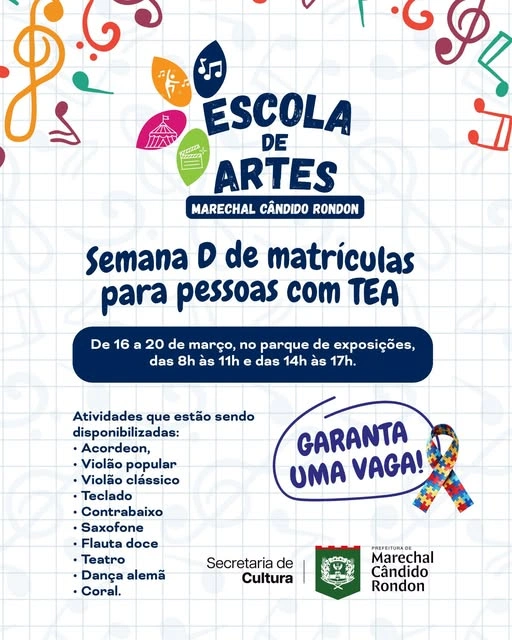  Escola de Artes realizará Semana D com matrículas para atividades voltadas a pessoas com TEA