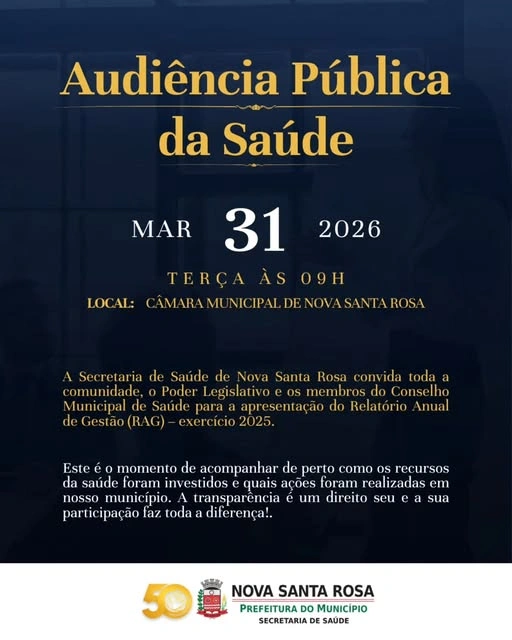  Saúde convida população para audiência pública de prestação de contas