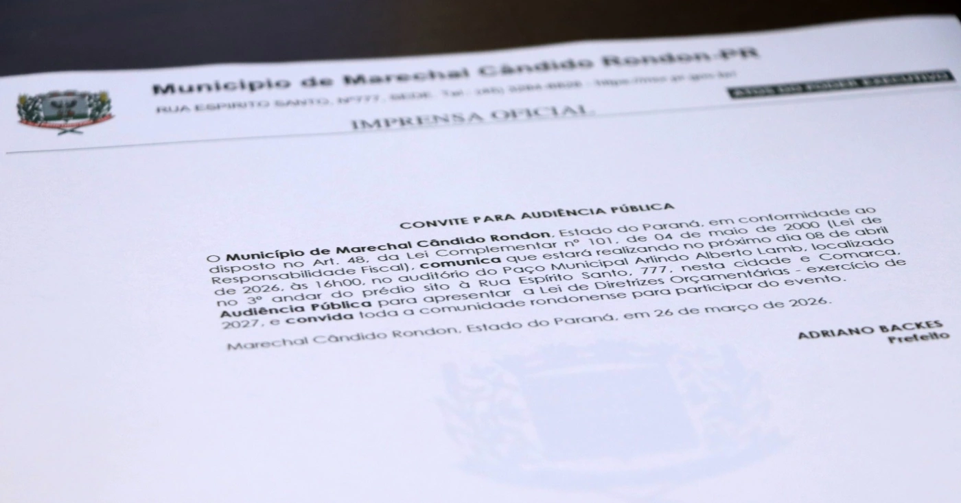  Audiência pública sobre Lei de Diretrizes Orçamentárias acontece no dia 8 de abril