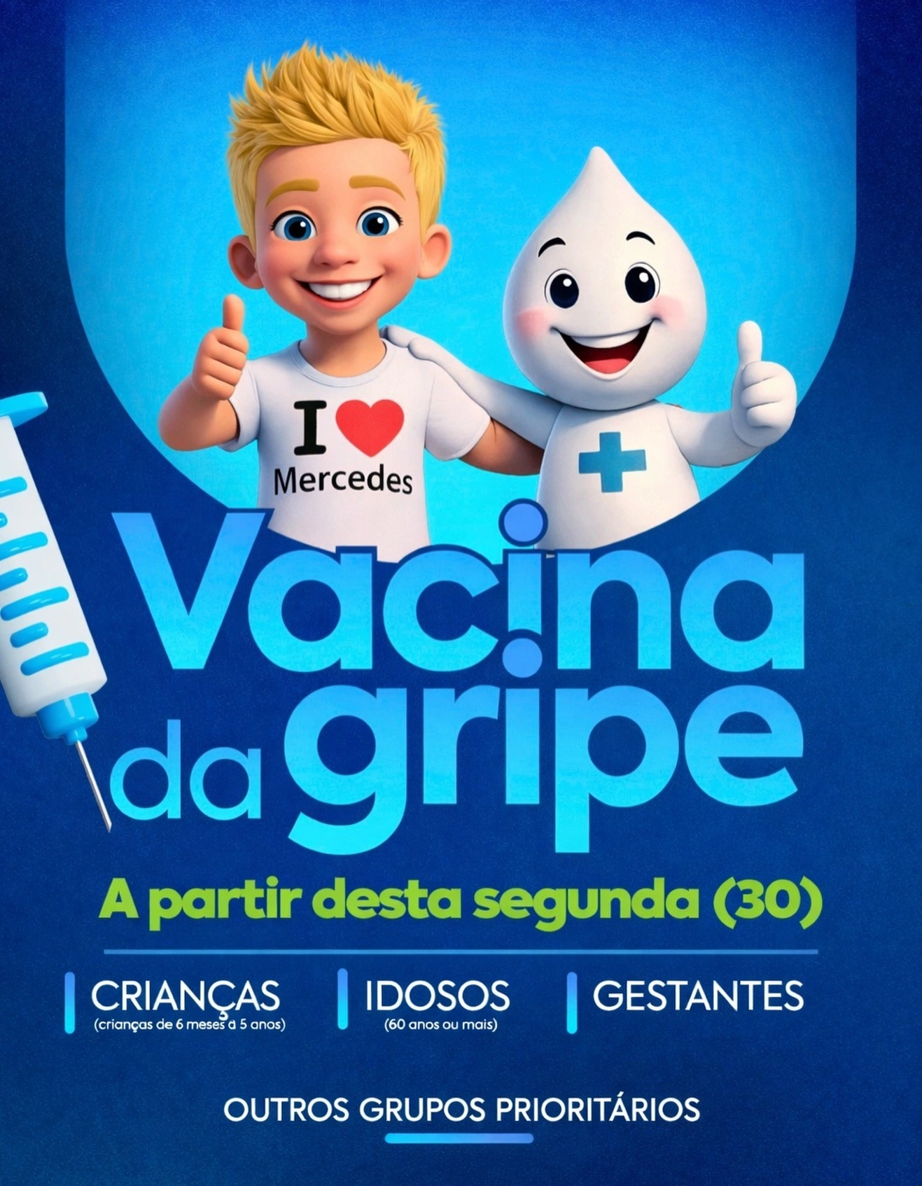 Mercedes inicia vacinação contra a influenza e convoca grupos prioritários