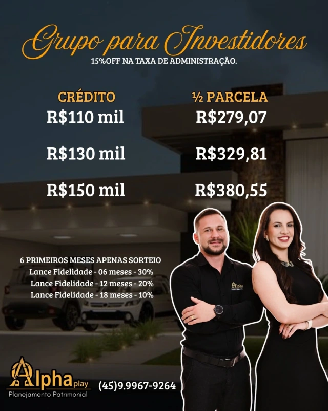 Grupo para Investidores: 15% OFF na taxa de administração