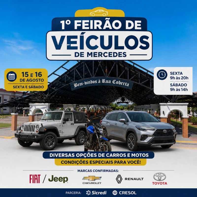 Rua Coberta recebe o 1º Feirão de Veículos de Mercedes