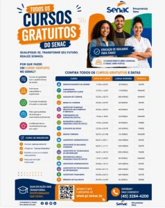  Senac Marechal abre turmas gratuitas nas áreas de gestão, gastronomia, tecnologia, beleza e saúde com investimento de R$ 1 milhão