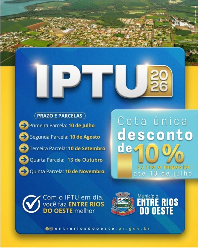 IPTU com desconto em Entre Rios do Oeste