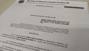  Prefeitura rondonense decreta ponto facultativo na sexta-feira em razão do feriado de Corpus Christi