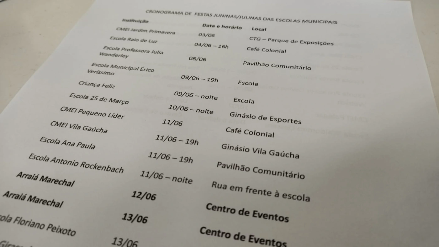  Secretaria de Educação rondonense divulga cronograma de festas juninas/julinas das escolas municipais 