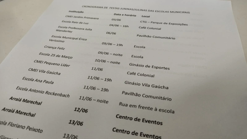  Secretaria de Educação rondonense divulga cronograma de festas juninas/julinas das escolas municipais 