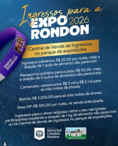 Segue comercialização de ingressos para a Expo Rondon 2026