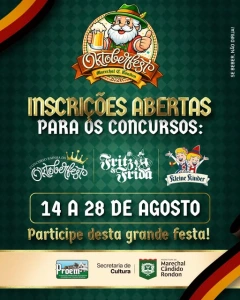  Abertas as inscrições para os concursos da Rainha da 36ª Oktoberfest, Casal Fritz e Frida e Casal Kleine Kinder