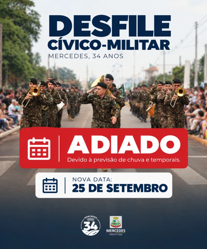 Previsão de chuva forte leva Mercedes a adiar desfile cívico-militar