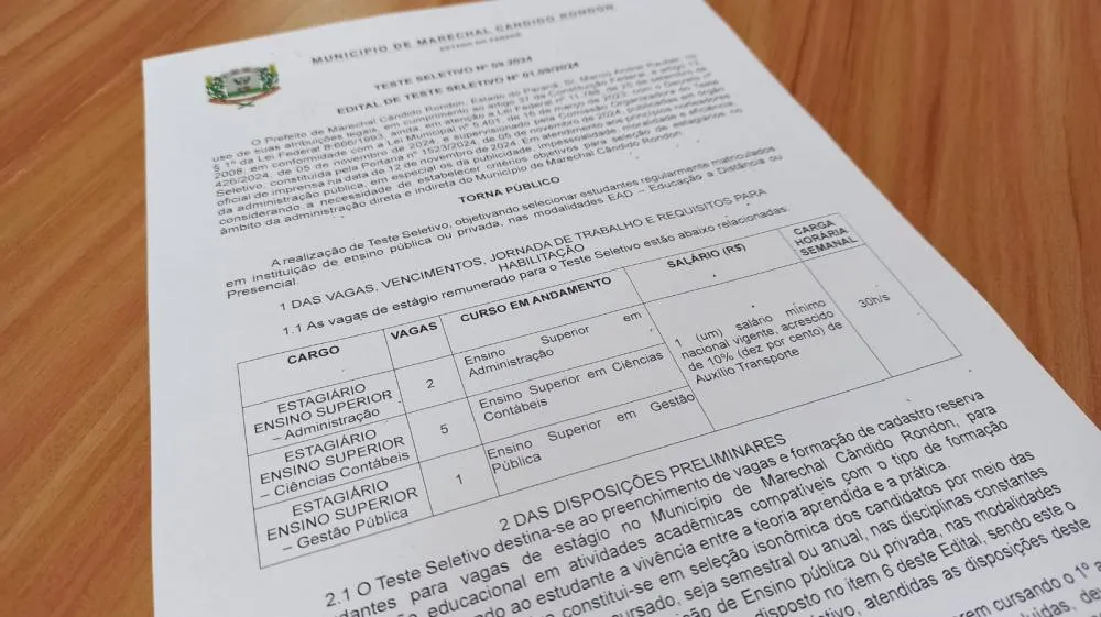 Abertas as inscrições ao teste seletivo para contratar estagiários de ensino superior