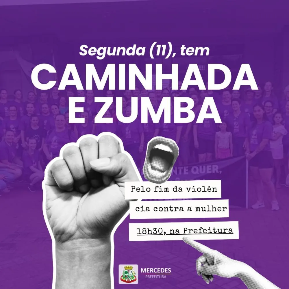 Caminhada e zumba alusivas ao combate à violência contra a mulher serão na segunda-feira em Mercedes