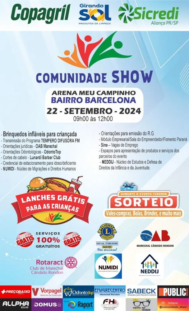 Comunidade Show acontece neste domingo (22) no “Meu Campinho” do Bairro Barcelona