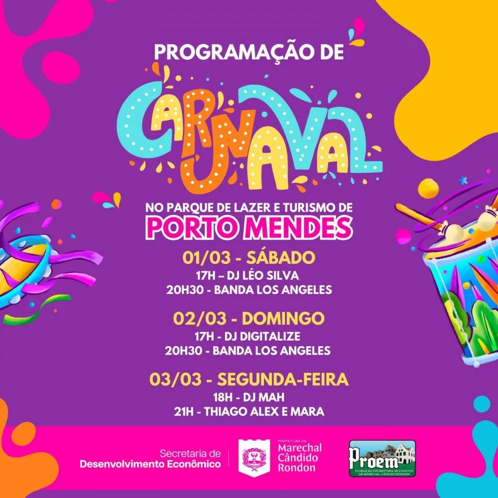 Feriadão de Carnaval terá programação especial no parque de lazer e turismo de Porto Mendes